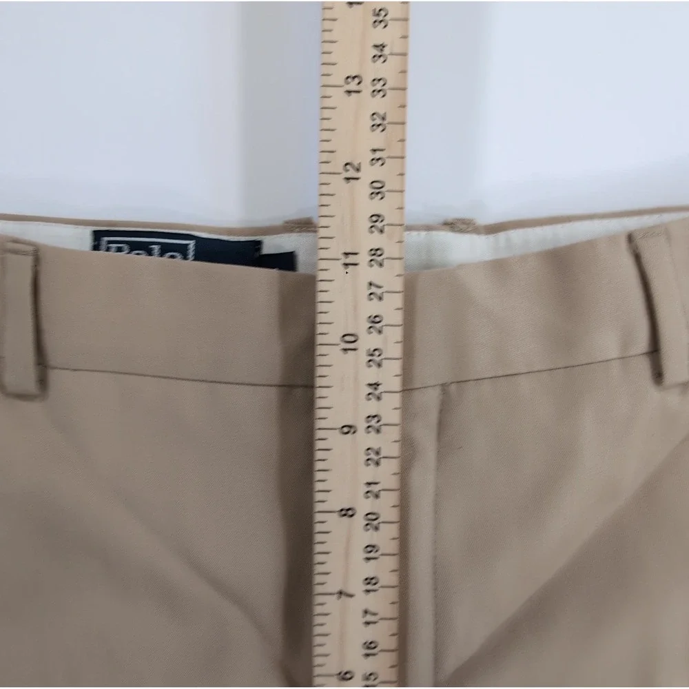 Vintage Polo Ralph Lauren Mens 38 Khaki Chinos Pants Made in Italy Cuffed Cotton